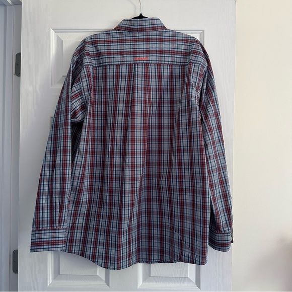 Size L Ariat Pro Mens Red White Blue Plaid Button Down Shirt - Picture 3 of 7